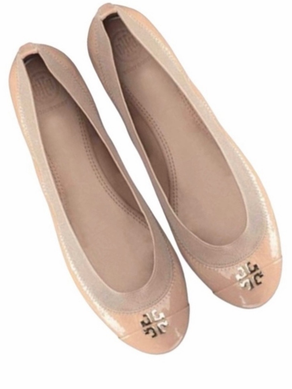 Tory Burch Blush Patent Leather Logo Ballet Flats